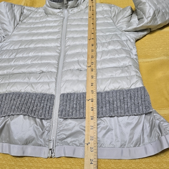 SOSKEN BEV Sz 3 (L) Lightweight Down Filled Grey Puffer Jacket Peplum Hem Luxury - Picture 12 of 16